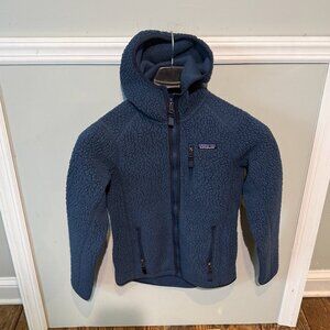 Patagonia Retro Deep Pile Fleece Hoody Full Zip Jacket Women's Size XS Blue RARE